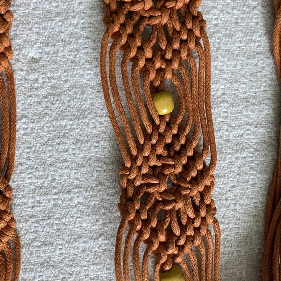 Boho woven tie belt with wooden beads - Picture 7 of 9